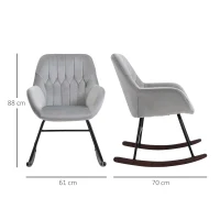 HOMCOM Rocking Chair Reading Accent Armchair with Steel Frame Sponge Padded for Living Room, Dining Room, Office, Balcony, Grey and Black(m-3)