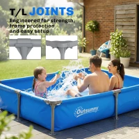 Outsunny Metal Frame Swimming Pool, Rectangular Above Ground Frame Pool with Repair Patch, 229 x 160 x 43 cm, Blue(m-6)