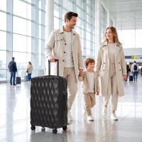 HOMCOM 77cm 98L Suitcase, Lightweight ABS Hard Shell Carry On Luggage with TSA Lock, Spinner Wheels, Telescopic Handle, Black(m-9)