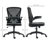 Vinsetto Mesh Back Office Chair, with Flip-Up Arms - Black(m-3)