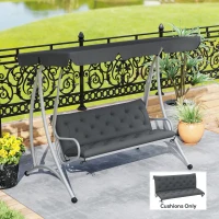 Outsunny 3 Seater Bench Cushion - Garden Chair Cushion with Back and Ties, Suitable for Indoor and Outdoor Use, 150 x 98 cm, Dark Grey(m-10)