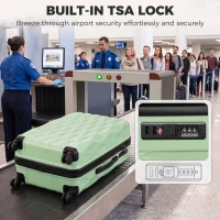 HOMCOM 77cm 98L Suitcase, Lightweight ABS Hard Shell Carry On Luggage with TSA Lock, Spinner Wheels, Telescopic Handle, Green(m-6)