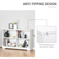 HOMCOM Wooden Cube Bookcase, 2 Tier Open Storage Shelving Unit with 4 Compartments, Freestanding Display Bookshelf for Home Office Living Room Furniture, 118 x 29 x 76cm, White(m-6)