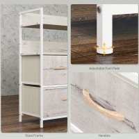 HOMCOM Rustic Chest of Five Fabric Drawers - Natural(m-7)