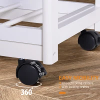 HOMCOM Rolling Kitchen Island Trolley Cart Drawer Shelves Basket Wheels W/  6 Bottle Wine Rack White(m-6)