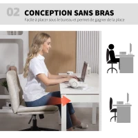 HOMCOM Chaise de bureau sans accoudoirs, fauteuil de bureau en chenille, hauteur réglable, 62 x 67 x 83-93 cm, beige(m-5)