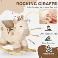 AIYAPLAY Rocking Horse, Stable Plush Ride on Horse Giraffe Design with Music, Security Belt, Baby Toy Rocker for 1-3 Years, Beige(m-4)