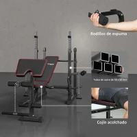 SPORTNOW Banco de Pesas con Soportes para Barra y Respaldo Ajustable para Entrenamiento Completos de Cuerpo Negro(m-7)