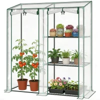 Outsunny Seră Verticală cu 2 Secțiuni și 3 Rafturi, din Plastic și Oțel, 143x45x151 cm, Verde Închis și Transparent(m-12)