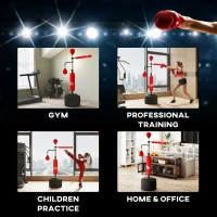 HOMCOM 3-in-1 Boxing Punching Bag, Freestanding with 2 Speed Bals, 360° Reflex Bar, 160-230cm Adjustable Height, Red(m-7)