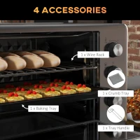 HOMCOM 30L 60-230℃ Mini Electric Oven, with Accessories - Silver Tone(m-6)