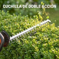 Outsunny Cortasetos Batería 18V con Batería de 2000mAh Hoja de Doble Acción 51 cm Motor sin Escobillas y Cargador Naranja(m-6)
