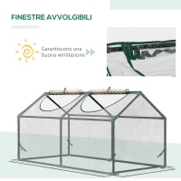 Outsunny Mini Serra da Giardino con 2 Finestre Avvolgibili e Copertura PVC Anti-UV, 120x60x60cm, Trasparente(m-4)