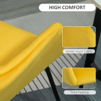 HOMCOM Modern Arm Chair Upholstered Accent Chair with Metal Base for Living Room Yellow(m-5)