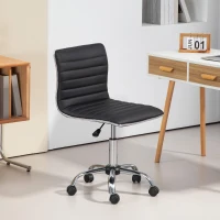 HOMCOM Scaun de birou ergonomic din piele PU, cu înălțime reglabilă, șezut rotativ și roți, negru(m-2)