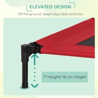 PawHut Raised Dog Bed, Lightweight Cat Elevated Lifted Portable w/ Breathable Mesh, Metal Frame for Camping Beach Travel Use Black and Red (Medium)(m-5)