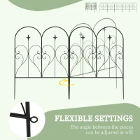 Outsunny Set of Five Decorative Heart Metal Fence Panels - Black(m-5)