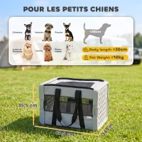 PawHut Klappbare Transporttasche für Katze und Hund 300D Stoff bis 10 kg 49,5 x 34 x 35,5 cm Grau(m-3)