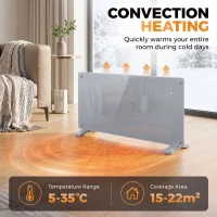 HOMCOM 2000W Smart Panel Heater Wall Mounted & Freestanding, Electric Heater with Weekly Timer, Open Window & Anti-Frost, Grey(m-5)