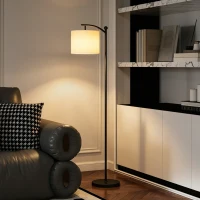 HOMCOM LED Floor Lamp with Remote Control - Black(m-10)