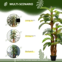 Outsunny Set of 2 Artificial Plant Tropical Fern in Pot, Fake Plants for Home Indoor Outdoor Decor, 150cm, Green(m-4)