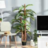 Outsunny Set of 2 Artificial Plant Tropical Fern in Pot, Fake Plants for Home Indoor Outdoor Decor, 150cm, Green(m-7)