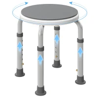 HOMCOM Tabouret de douche siège de douche antidérapant tabouret de bain hauteur réglable pivotant à 360° en aluminium(m-12)