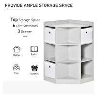 HOMCOM Kids Bookcase, 3 Tier Toy Organiser Storage Unit BookShelf with 3 Non-woven Fabric Drawers, Anti-tip Device, for Bedroom, Children's Room, Playroom, Grey(m-5)