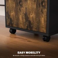 HOMCOM 60cm Filing Cabinet with Drawer, Open Shelf, Metal Handles and 4 Wheels, Office Home Organiser Mobile Printer, Rustic Brown(m-6)