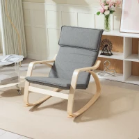 HOMCOM Comfortable Relax Rocking Chair, Upholstered Lounge Chair Recliner with High Back and Headrest for Living Room, Bedroom, Grey(m-8)