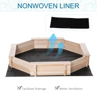 Outsunny Kids Wooden Sand Pit Children Sandbox with Cover Outdoor Playset for Backyard for 3-8 years 139.5 x 139.5 x 21.5 cm(m-5)