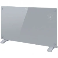 HOMCOM 1500W Smart Panel Heater Wall Mounted & Freestanding, Electric Heater with Weekly Timer, Open Window & Anti-Frost, Grey(m-1)