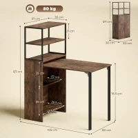 HOMCOM Folding Shelf and Work Table - Brown/Black(m-3)