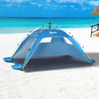 Outsunny Carpa de Playa Pop-up para 1-2 Personas con 2 Accesos y 2 Ventanas y Bolsa de Transporte 220x173x120 cm Azul Claro(m-10)