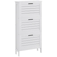 HOMCOM Narrow Shoe Cabinet with 3 Flip Drawers - White(m-1)