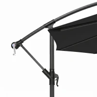 Outsunny 3m Overhanging Parasol, with Base, Weights and Cover - Black(m-10)