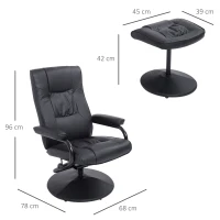 HOMCOM Executive Recliner Chair High Back Swivel Armchair Lounge Seat w/Footrest Stool (Black)(m-3)