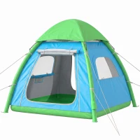 Outsunny Aufblasbares Zelt 2-3 Pers. Schneller Aufbau Outdoor Camping Zelt mit Luftpumpe Meshfenster abnehmbar Dach(m-11)