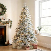 HOMCOM Verschneiter Weihnachtsbaum 210cm mit 450 warmweißen LEDs, Timer, Fernbedienung, 8 Modi, 1080 feuerhemmende Zweige(m-2)