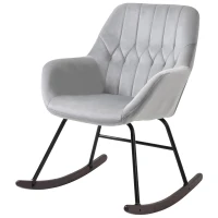 HOMCOM Rocking Chair Reading Accent Armchair with Steel Frame Sponge Padded for Living Room, Dining Room, Office, Balcony, Grey and Black(m-10)