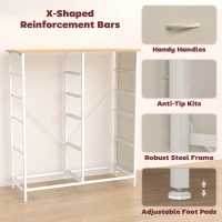HOMCOM Chest of Drawers, Dresser with 10 Fabric Drawers, Tall Storage Unit with 4 Pockets and 2 Hooks Steel Frame, Beige(m-7)