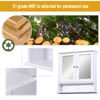 kleankin Wall-mounted Bathroom Cabinet Mirror Door Organiser Storage Shelves Living Room White(m-7)