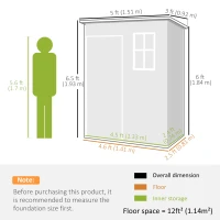 Outsunny 5' x 3' Plastic Garden Shed with Floor, Outdoor Storage Shed with Lockable Door, Window and Vent for Garden, Patio, Grey(m-3)