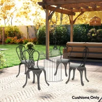 Outsunny Outdoor Bistro Chair Cushions Set of 4 with Removable Cover, 41 x 41 x 5 cm Round Seat Cushions with Ties, Light Grey(m-10)