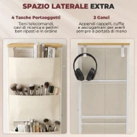HOMCOM Cassettiera con 4 Cassetti Pieghevoli in Tessuto, Tasche e 2 Ganci, 45x30x94.5 cm, Beige(m-5)
