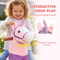 AIYAPLAY Ride on Horse Pedal Ride On Walking Horse Toy Rotatable Head Neighing Sound, Pink(m-6)