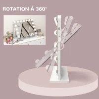 HOMCOM Miroir maquillage lumineux LED intensité réglable miroir grossissant port de charge USB, rotation à 360° 63 x 50 cm(m-9)