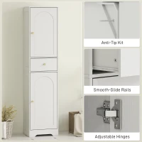 HOMCOM Tall Bathroom Cabinet with Arched Doors - White(m-7)