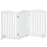 PawHut Foldable Dog Gate, Freestanding Pet Gate, with Two Support Feet, for Staircases, Hallways, Doorways - White(m-1)