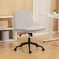 HOMCOM Chaise de bureau sans accoudoirs, fauteuil de bureau en chenille, hauteur réglable, 62 x 67 x 83-93 cm, beige(m-10)
